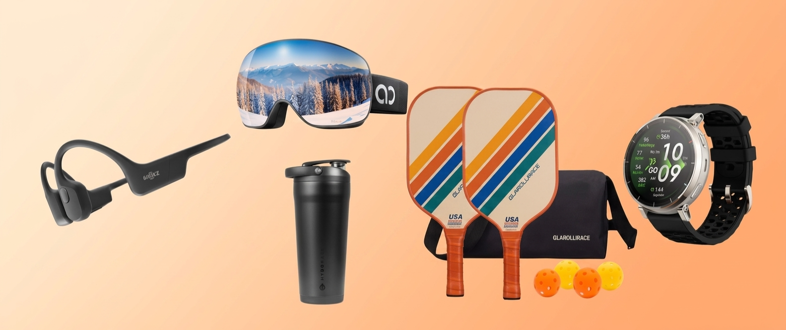 products on orange background