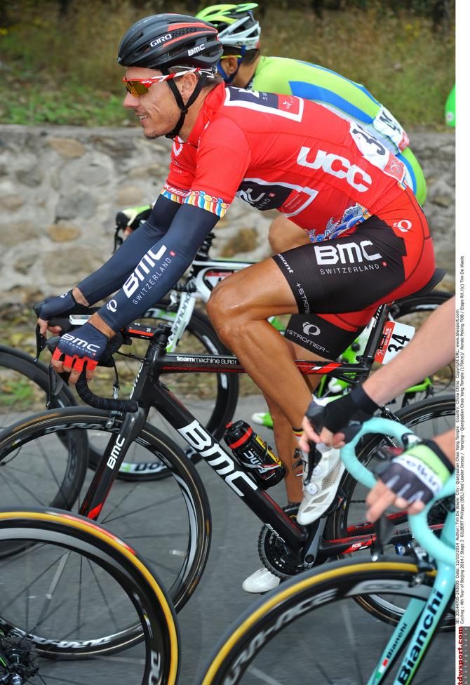 Philippe Gilbert (BMC Racing Team) in red at the Tour of Beijing