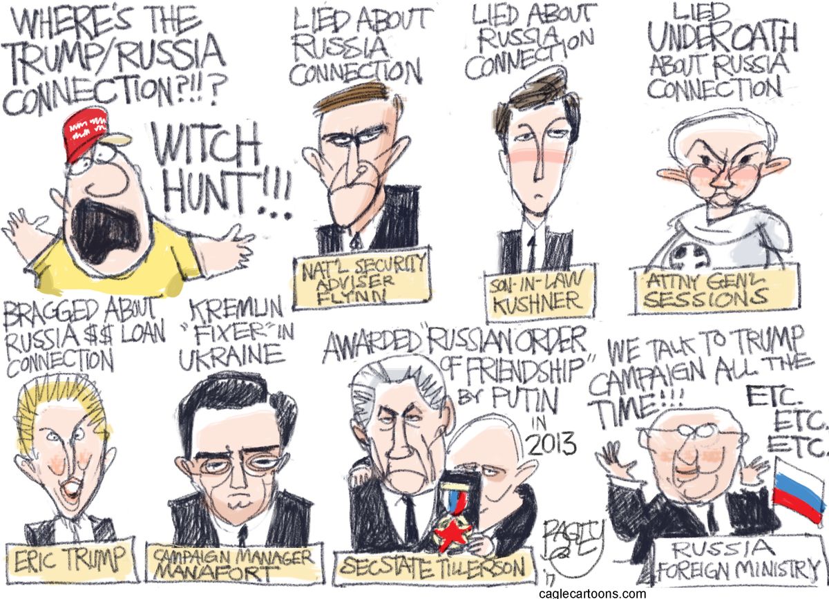 Political Cartoon U.S. Trump Russia Investigation Witch Hunt Flynn ...