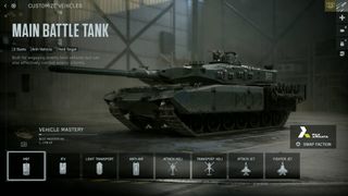 Battlefield 6 Leo main battle tank vehicle menu
