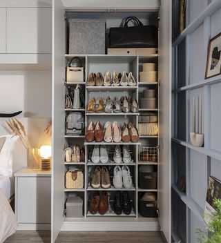fitted wardrobes with dedicated shoe storage section