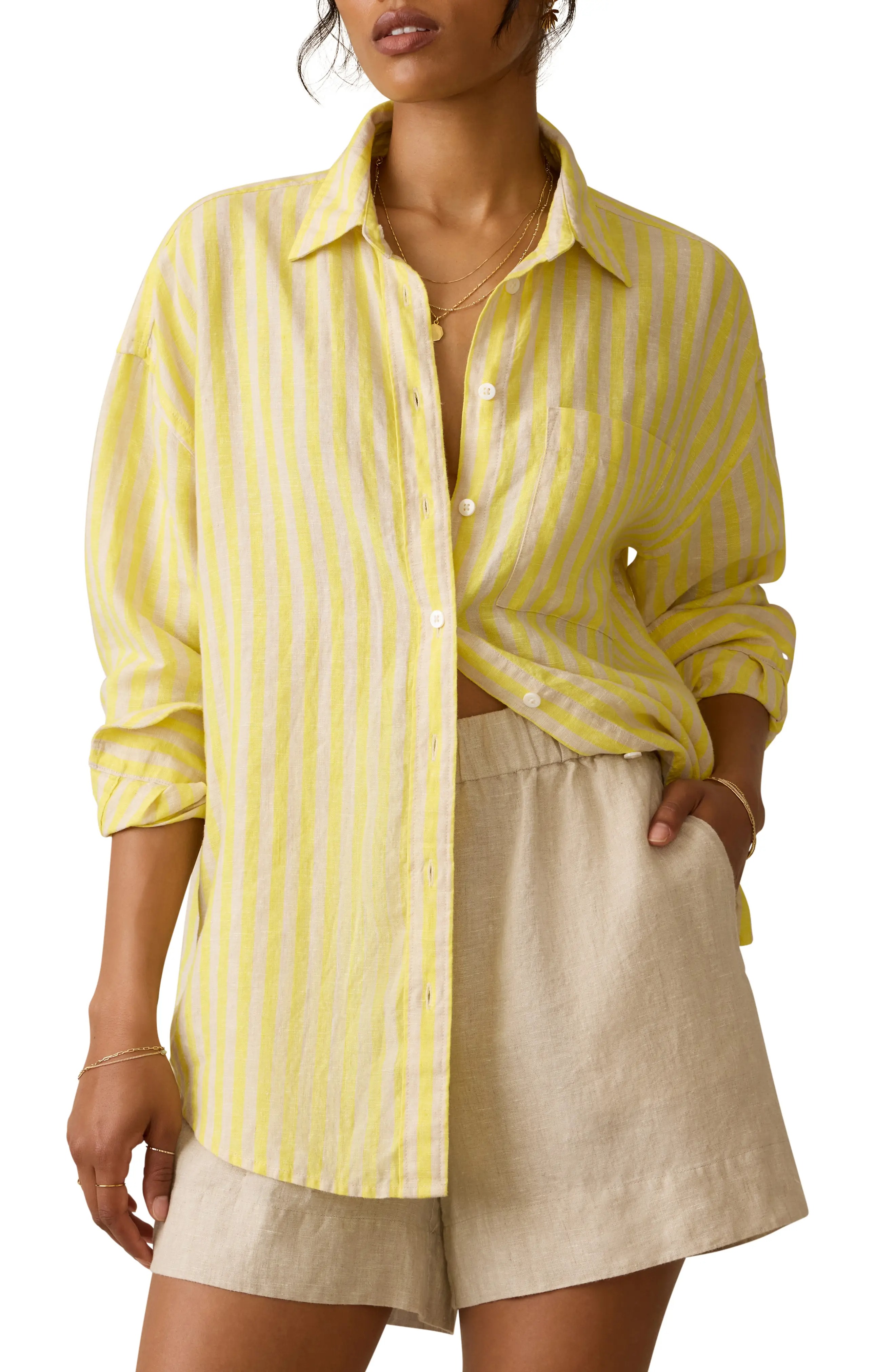 Faherty, Laguna Stripe Linen Button-Up Shirt