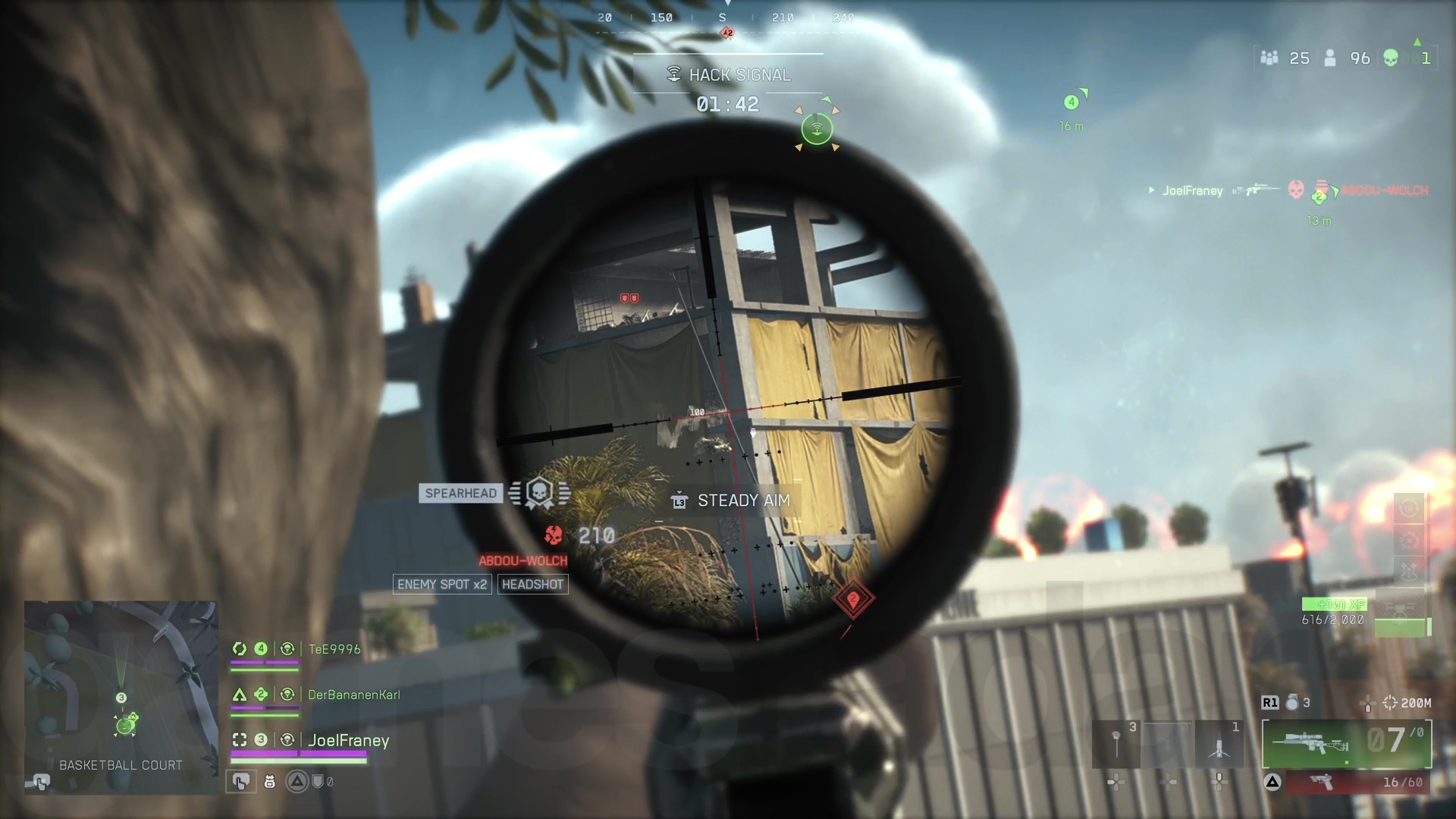 Joel gets a killer headshot on a player on a zipline, all done while using the M2010 ESR, one of the best weapons in the Battlefield Redsec meta