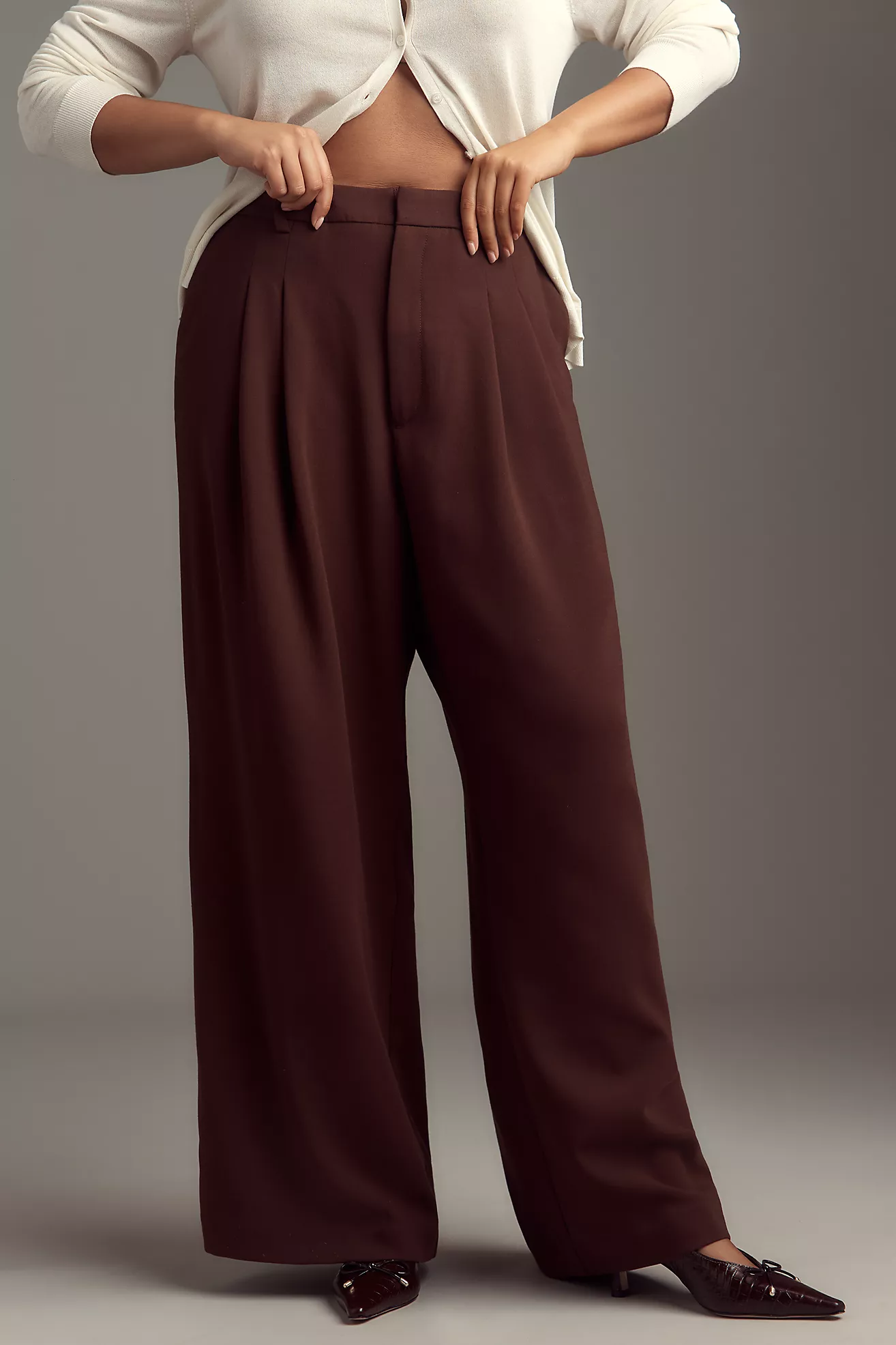 The Avery Wide-Leg Pleated Trousers by Maeve