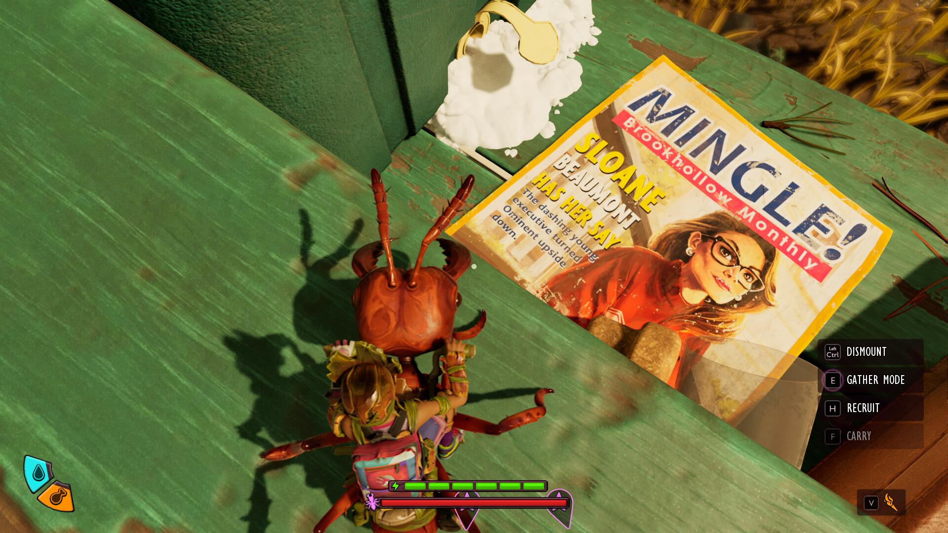 Looking at a copy of Mingle Magazine in Grounded 2