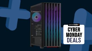 A Yeyian Pheonix gaming Pc on a blue cyber monday background