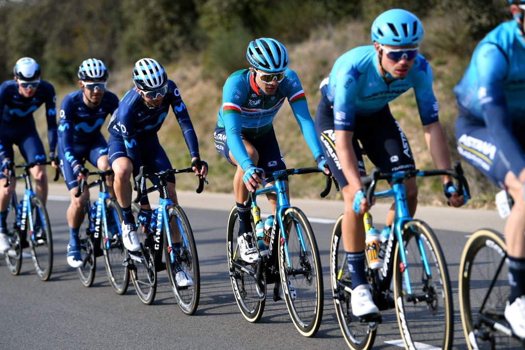 MANOSQUE FRANCE FEBRUARY 12 Samuele Battistella of Italy and Team Astana Qazaqstan Green Best Young Rider Jersey competes during the 6th Tour de La Provence 2022 Stage 2 a 1806km stage from Arles to Manosque 417m TDLP22 on February 12 2022 in Manosque France Photo by Luc ClaessenGetty Images