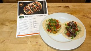 Green Chef meal kit recipe Fajita Shrimp and Steak Tacos