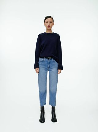 Rose Cropped Straight Stretch Jeans - Blue - Arket Gb
