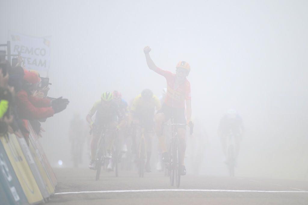 Magmus Cort won stage 2 at the 2024 Crit&eacute;rium du Dauphin&eacute;
