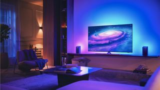 Philips TV with Ambilight technology in a living room setting