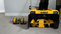 DeWALT deals | Dewalt unboxing image of the snow blower and batteries