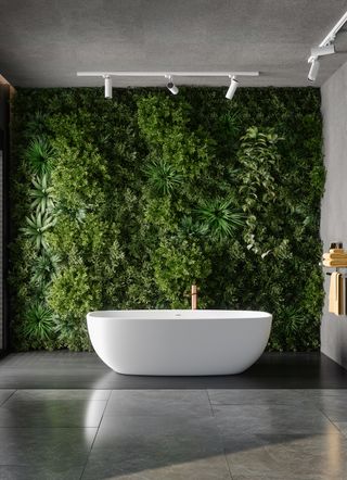 bathroom with living wall