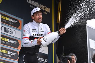 Fabian Cancellara celebrates his stage 7 win at Tirreno-Adriatico