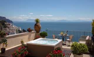 hot tub on terrace at Amalfi Coast hotel