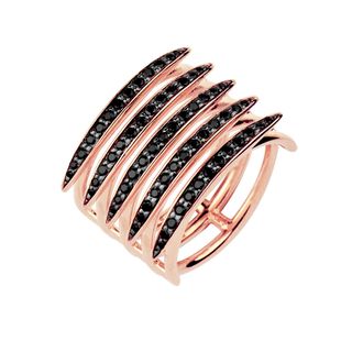 Rose Gold Quill Ring With Black Spinel
