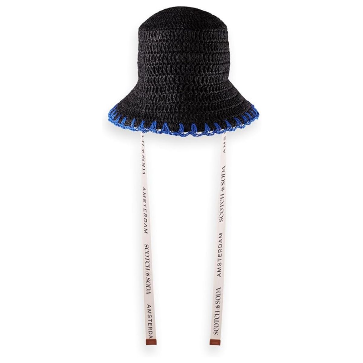 Scotch & Soda Women's Straw Bucket Hat Sun, Black, One Size
