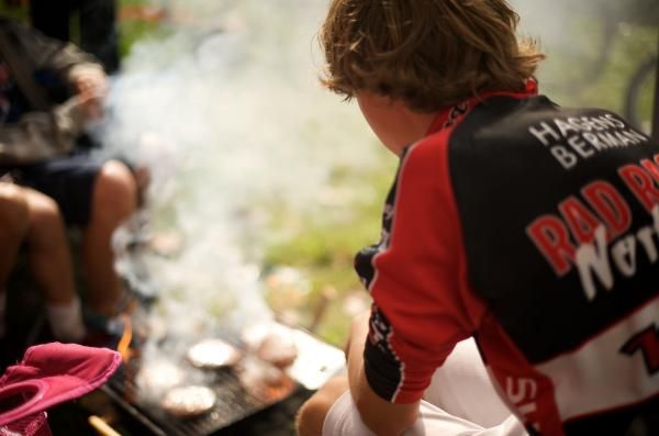 Burgers on the grill is part of the 'cross fun.