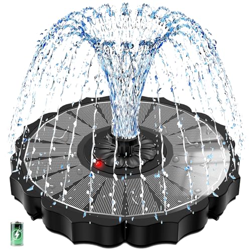 Szmp Solar Fountain, Works in Cloudy With 2000mah Battery Backup, Glass Solar Powered Bird Bath Fountain With Smart Status Indicators, 3.5w, 8 Nozzles, for Garden, Outdoor (black)
