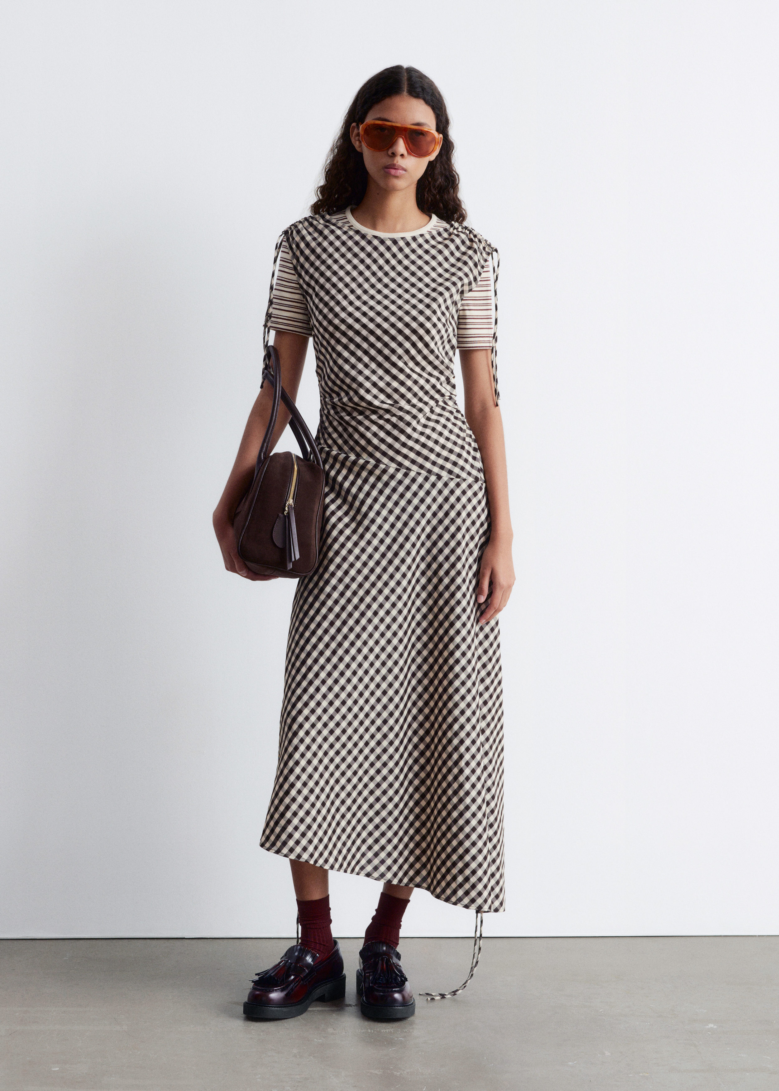 Asymmetric Boatneck Midi Dress