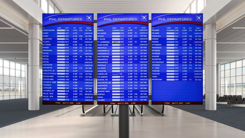 A flight board powered by Nanolumens. 