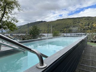 The outdoor heated pool at Taymouth Marina in Scotland