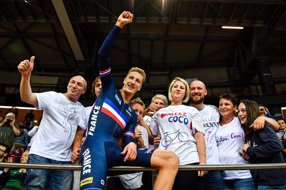 Corentin Ermenault celebrates with family and friends