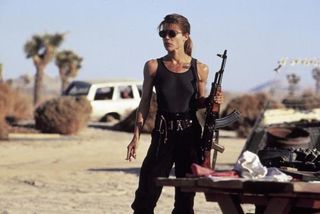 Judgement Day - Linda Hamilton shows off her gym-honed buff body as Sarah Connor in the sci-fi sequel.