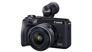 Canon EOS M6 Mark II with optional EVF-DC2 eyelevel  electronic viewfinder
