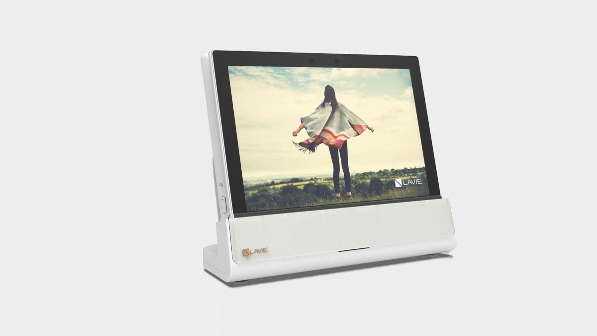 Lavie handheld gaming PC in dock and closed