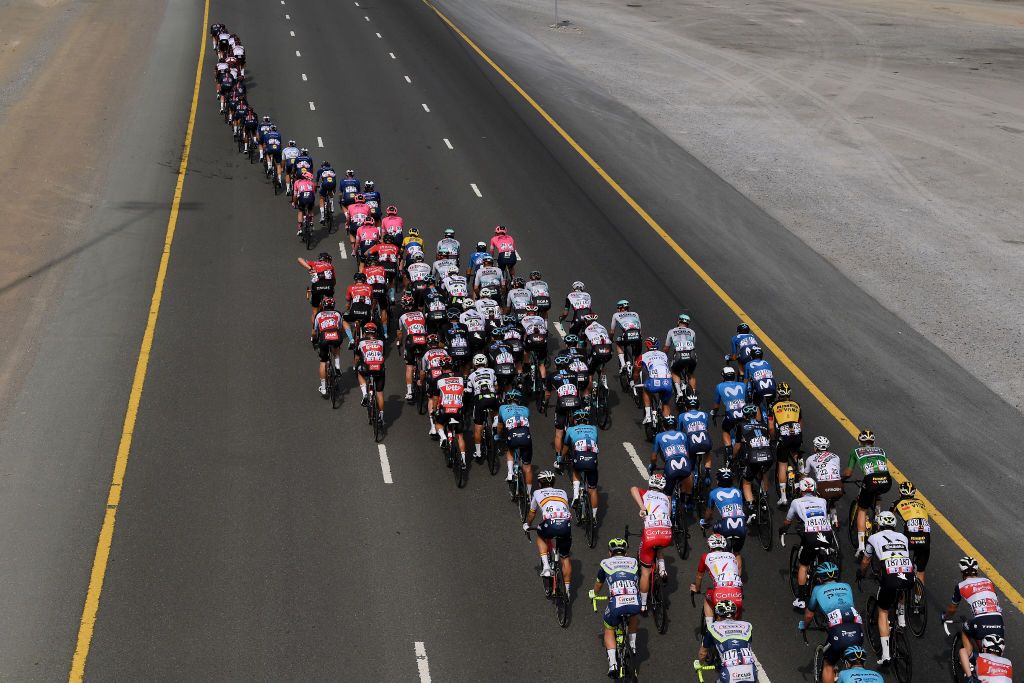 The peloton filled the wide roads