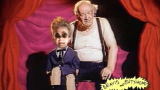 Old man with a ventriloquist dummy with the head of the lead singer of the Didjits in music video on Beavis and Butt-Head