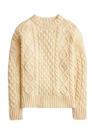 Oversized Cable-Knit Crewneck Sweater