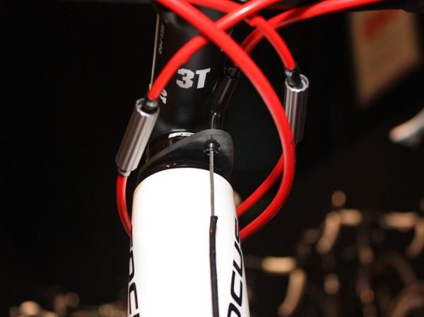 The carbon fiber front brake hanger on Focus's 2011 'cross bikes looks trick but we're not sure it'll work better than a proper deep-drop hanger.