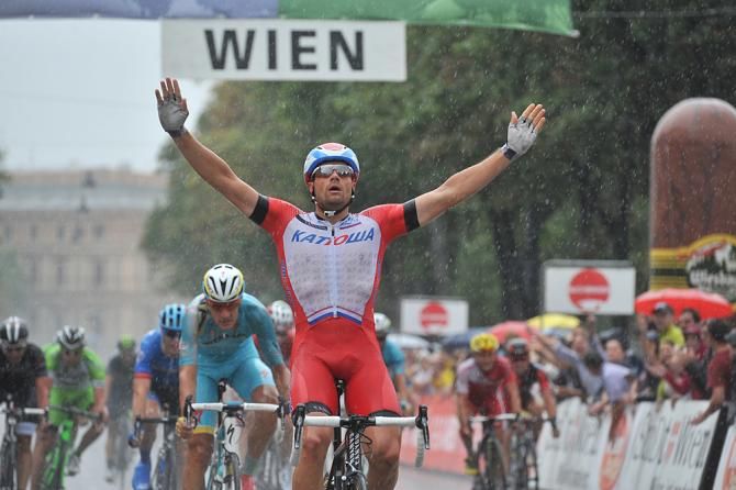 Marco Haller (Katusha) won the stage 8 bunch sprint in Vienna
