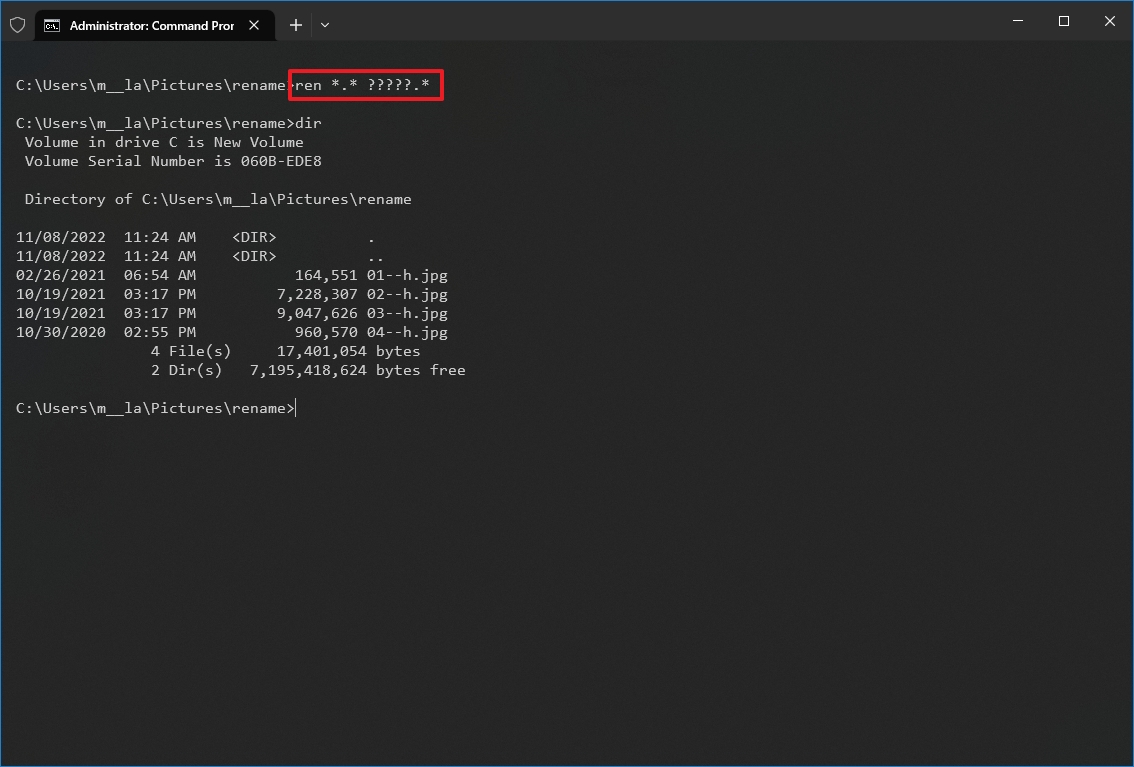 Command Prompt trim multiple files