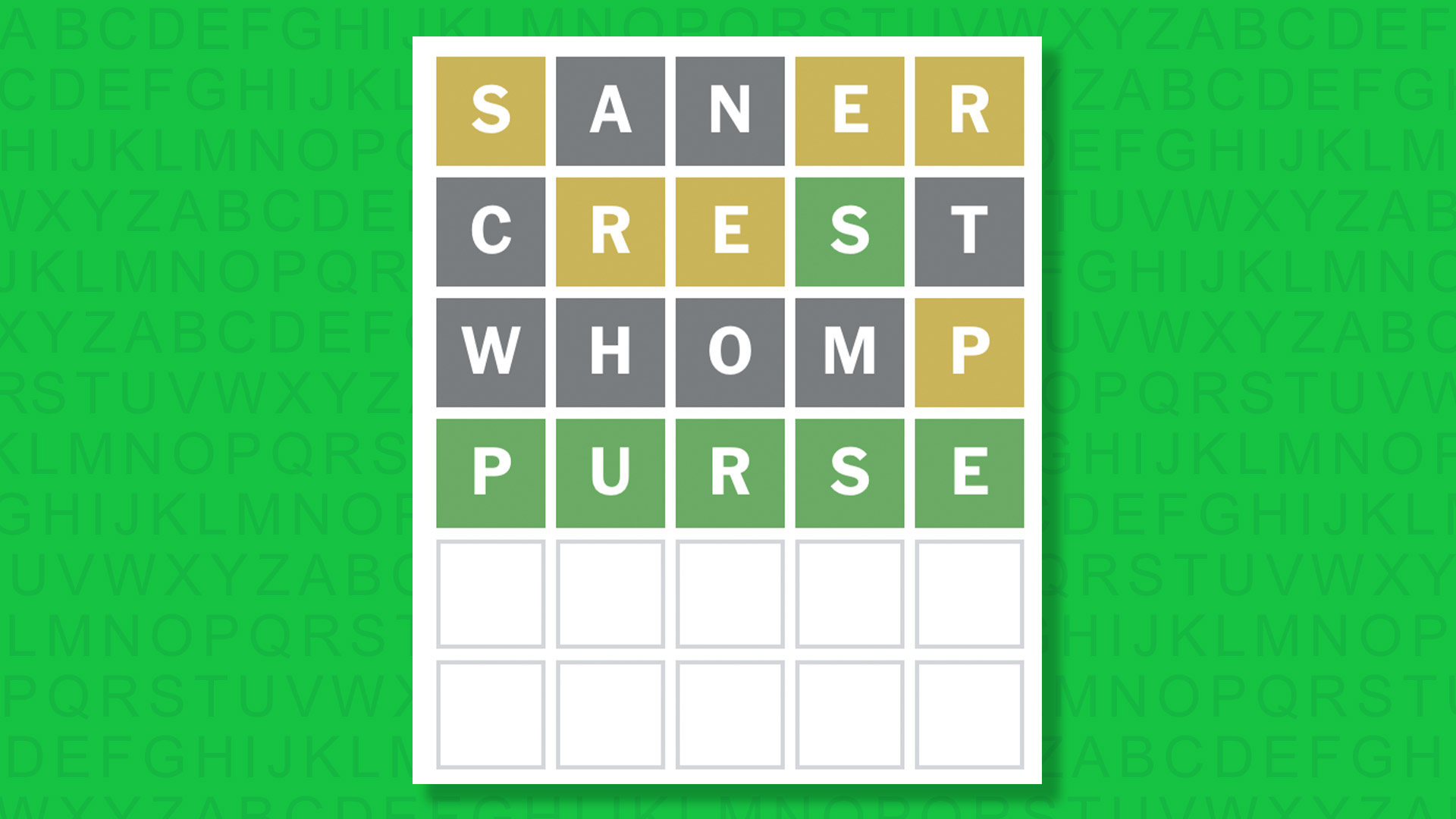 NYT Wordle answer for game 1868 on a green background