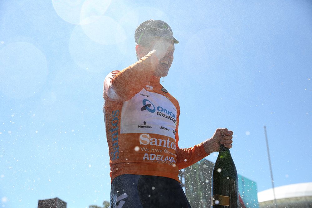 Simon Gerrans (Orica-GreenEdge) enjoying his moment in the sun