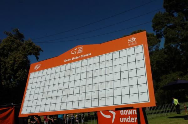 The sign on board ahead of the race start.