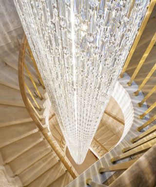 Dangling chandelier in St Pancras penthouse apartment