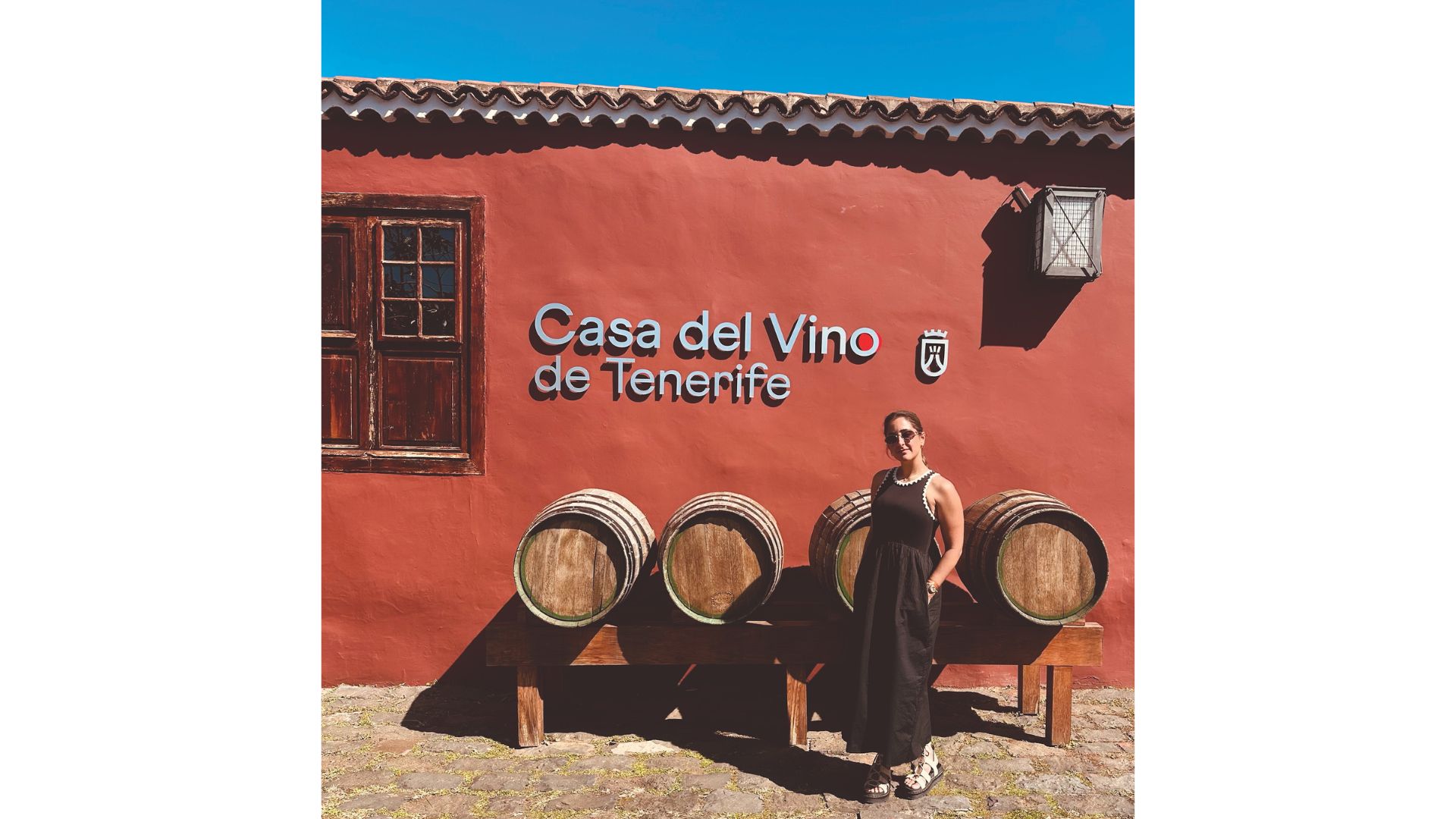 Sarah Shine outside a winery on her holiday in Tenerife