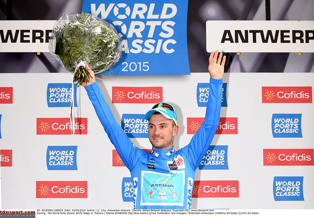 Andrea Guardini (Astana) wins World Ports Classic opener and takes the race lead