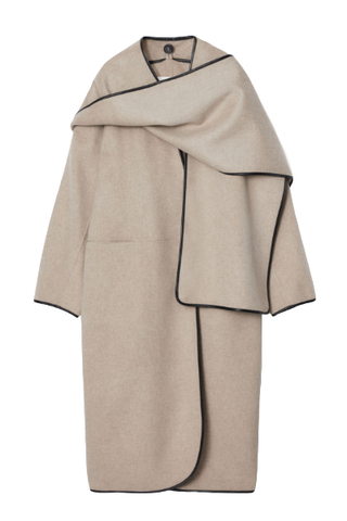 COS Leather-Trimmed Wool Scarf Coat