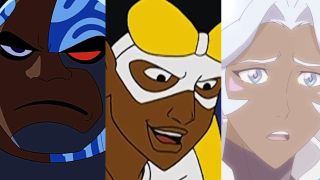 Cyborg voiced by Khary Payton, Static voiced by Phil LaMarr, and Princess Allura voiced by Kimberly Brooks