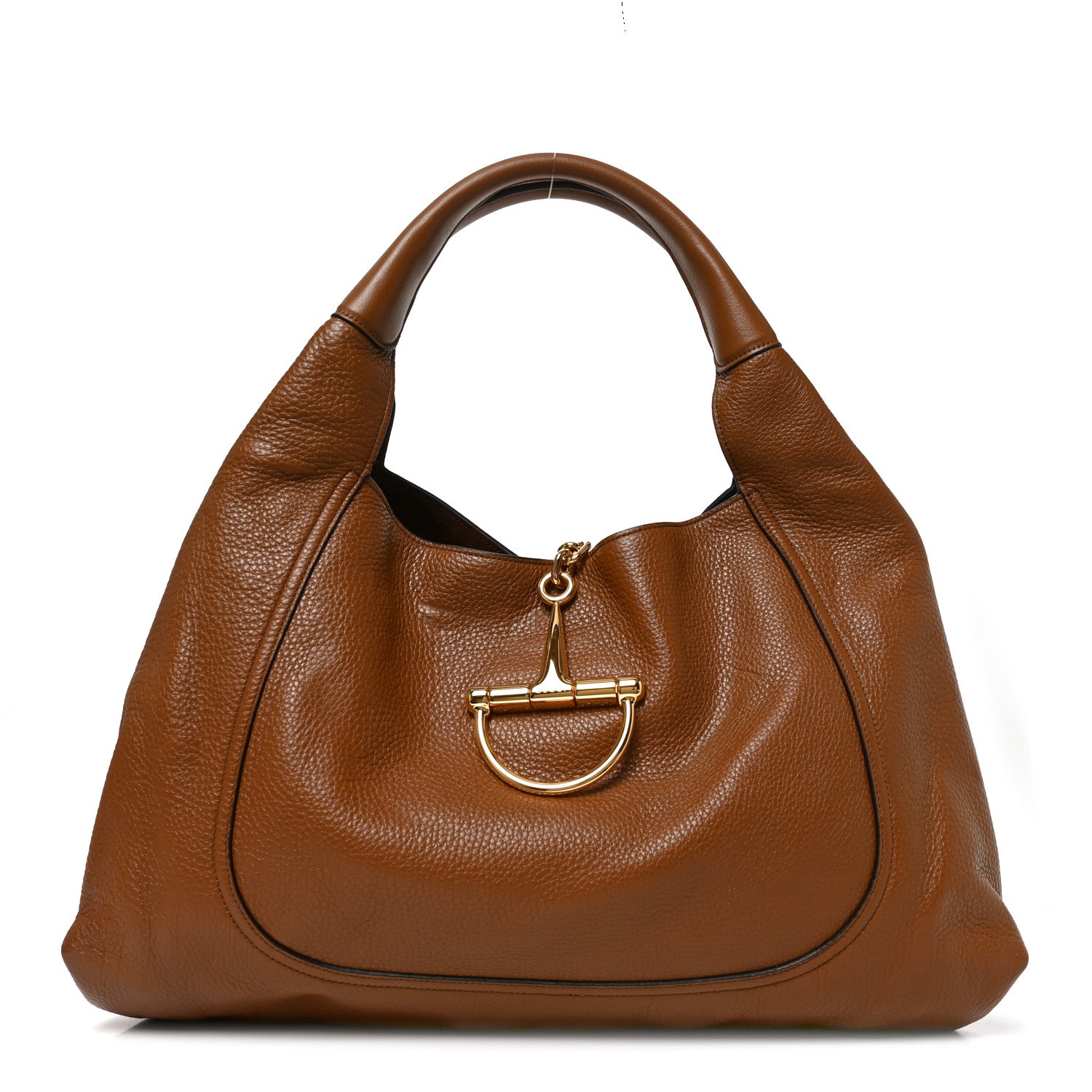 Gucci Grained Calfskin Softbit Maxi Shoulder Bag Brown