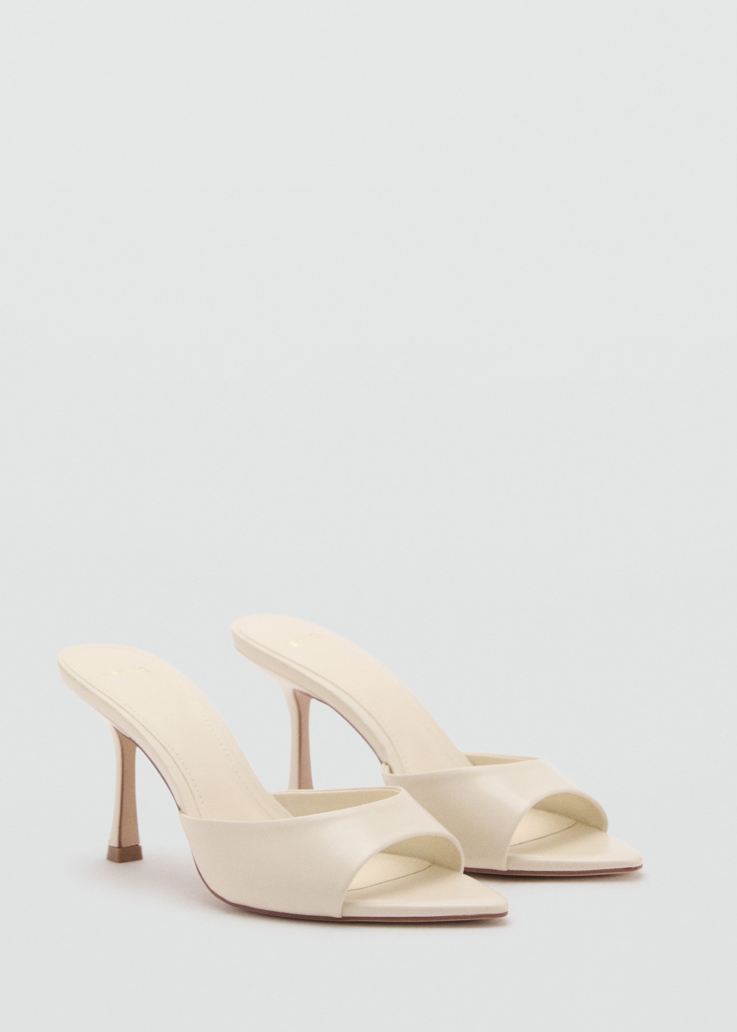 White heeled mules sandals