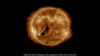 The sun let off a double solar flare on Monday, April 25, 2022.