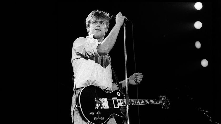 Bryan Adams performs live on stage as support act for Tina Turner, at Ahoy&#039;, Rotterdam, Netherlands, 8th April 1985