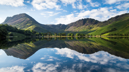 Reflections on Buttermere lake in the Lake District 