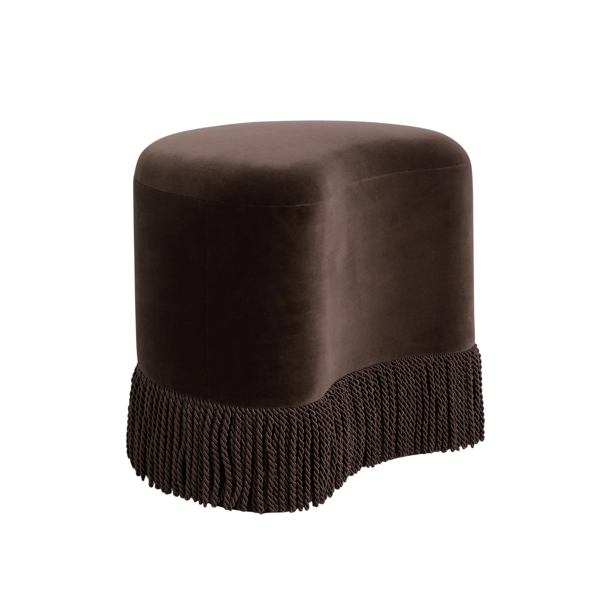 a tassel ottoman in brown